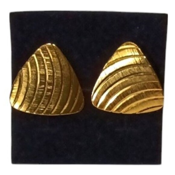 Gold Geometric Drop Earrings - Picture 1 of 3